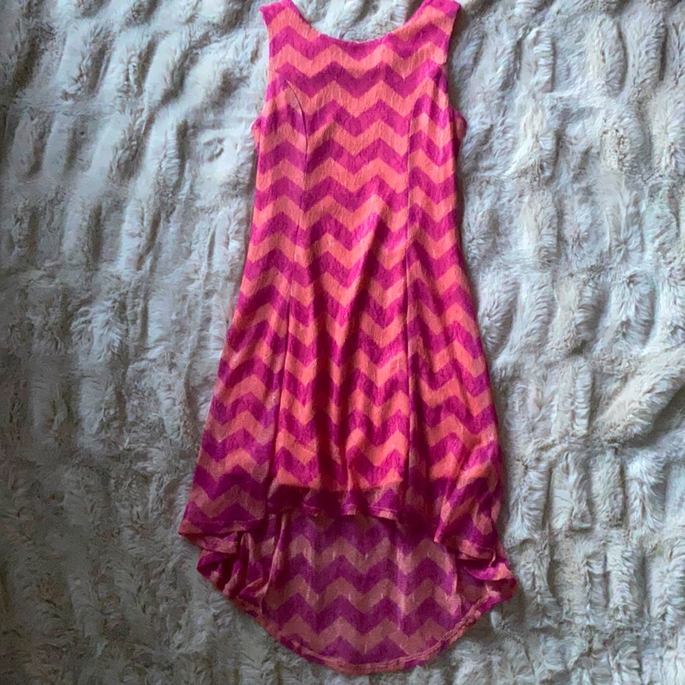 Girls M(7/8) Xhilaration Pink+Coral Zig Zag Dress